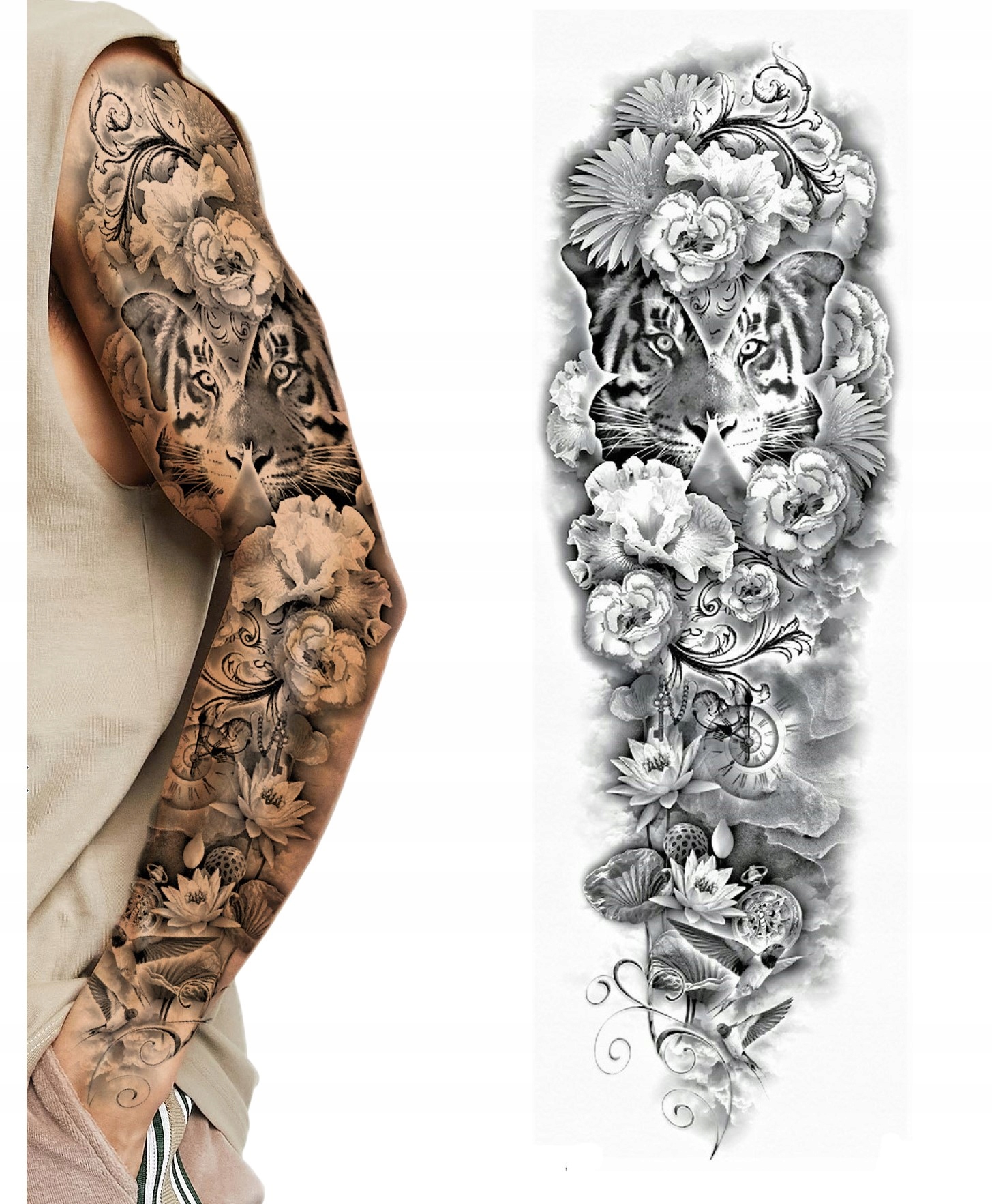 

Tatuaż Tymczasowy zmywalny tygrys Rękaw tattoo