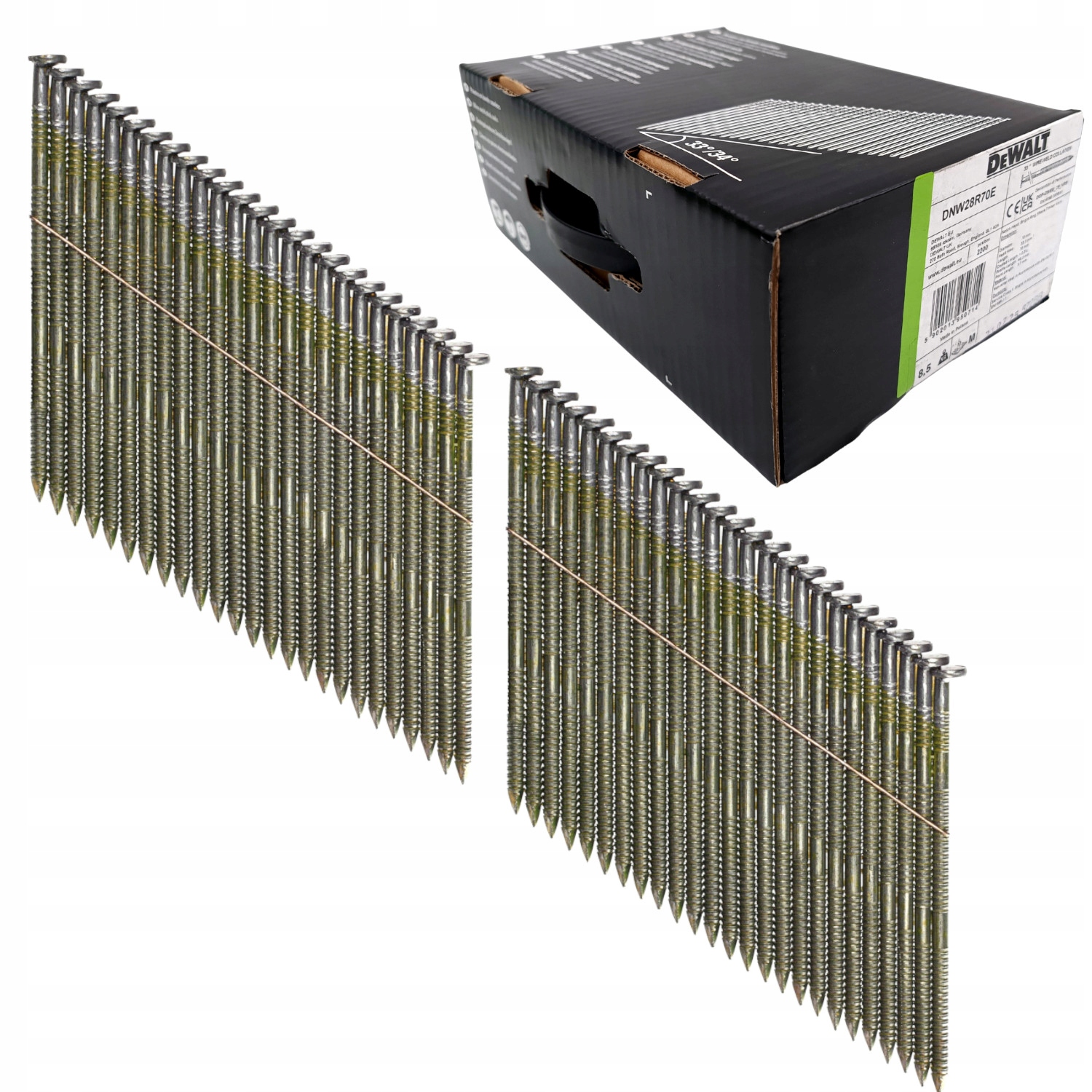 Gwoździe zgrzewane drutem pod kątem 33° x 70mm 2200szt Dewalt DNW28R70E