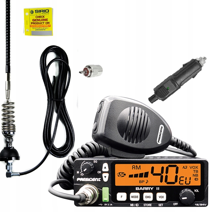 

Cb Radio do Tir Bus President Barry 12V 24V Antena