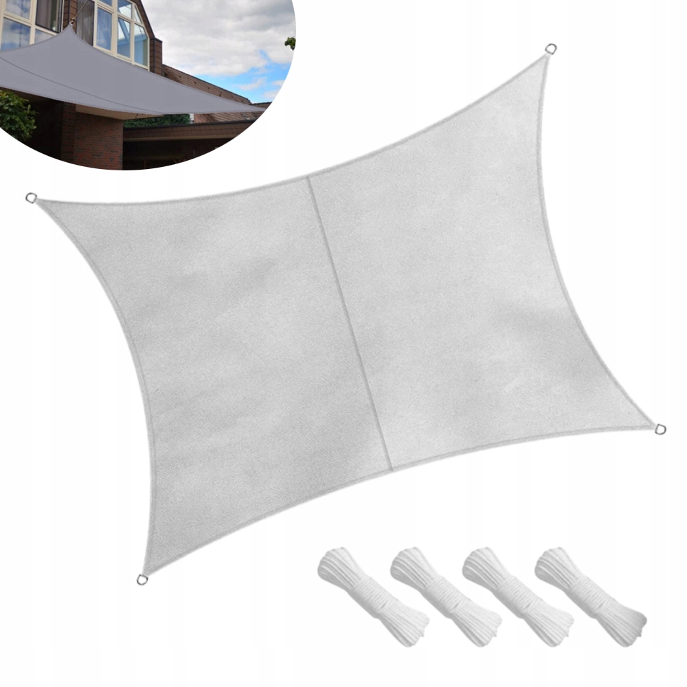 Sluneční plachta 5x4 m Šedá Čtvercová Zahradní Stínidlo Velké