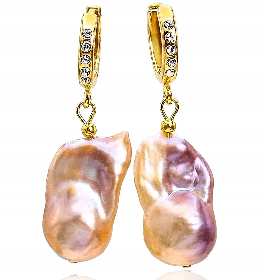 Náušnice Perly Velké Pearl Flameball Multicolor Gold Zlaté Stříbro Certifikát