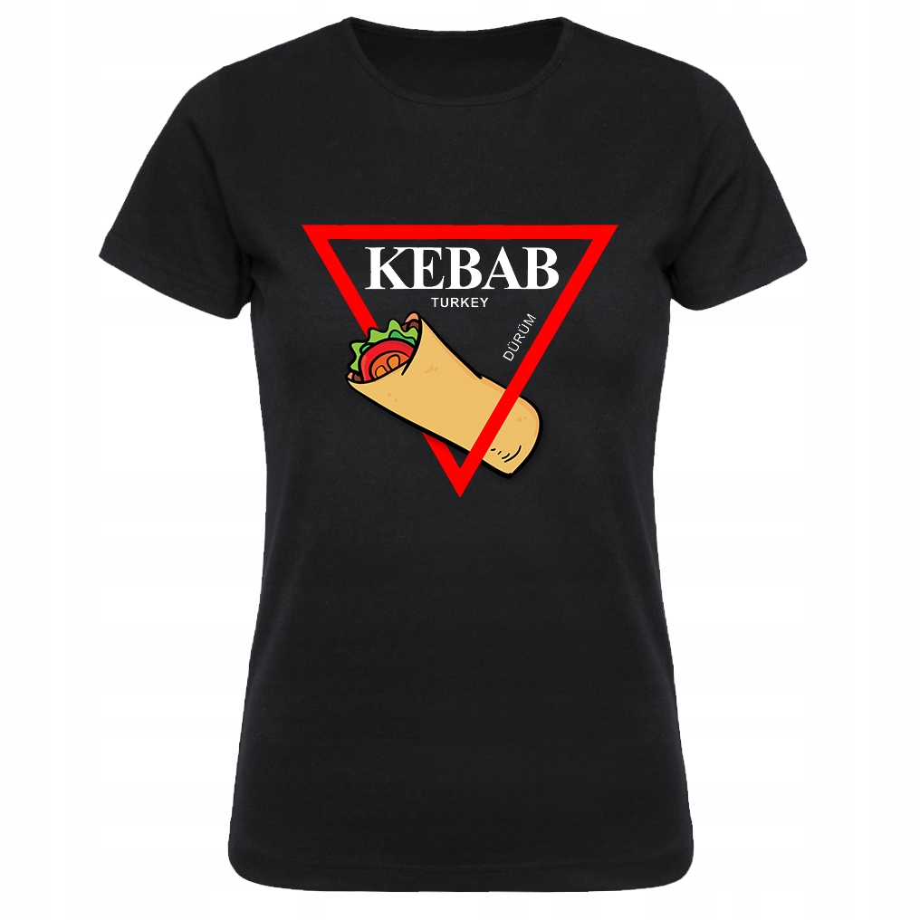 

Damska czarna koszulka Jedzenie Kebab r.S