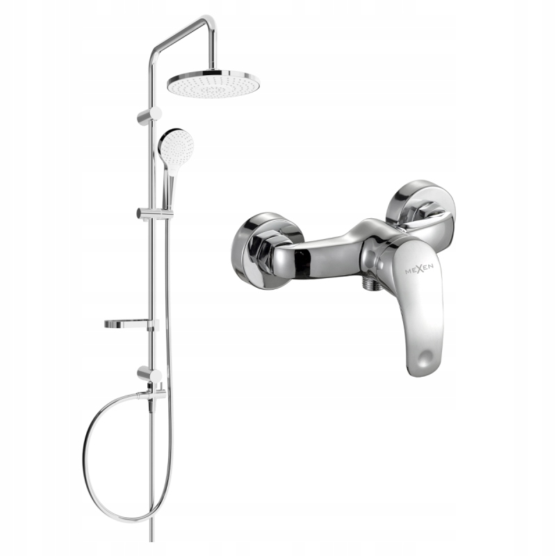 Mexen Erik stenová sprchová súprava s dažďovými tryskami a batériou Fabia