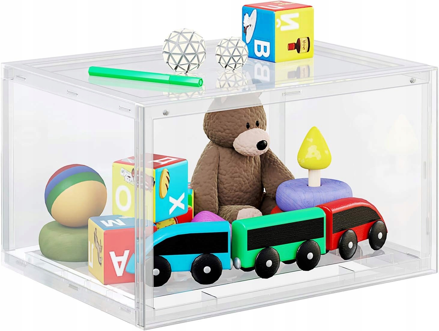 Organizér na boty se 3 průhlednými boxy s dvířky, na magnet