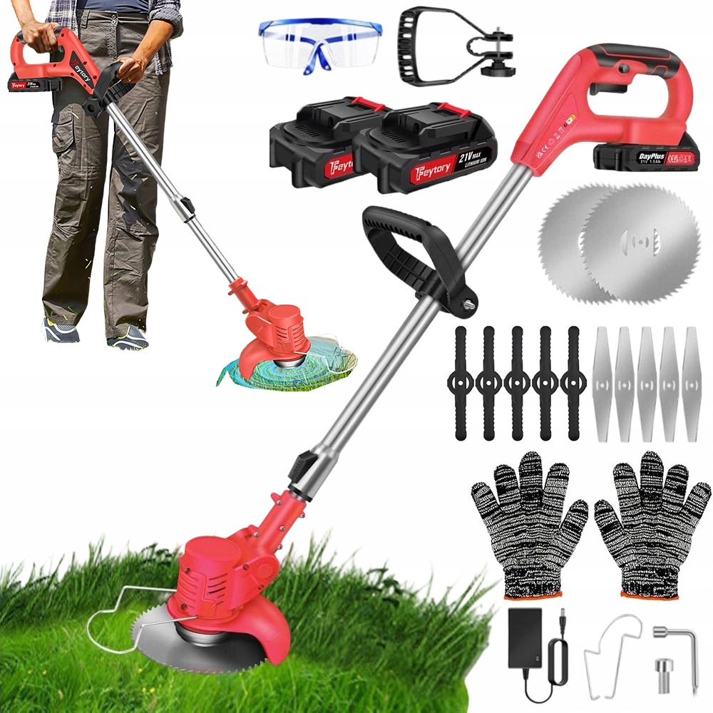 Aku Vyžínač Křovinořez na kolečkách s Trávy Křovinořez Sada Červená