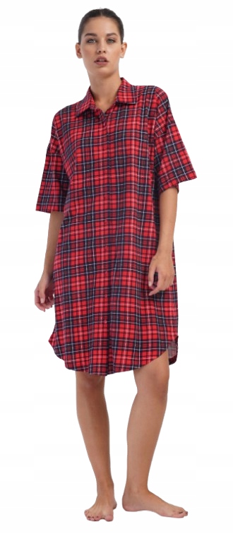 Kompletně Rozepínací Košile Límeček Rukáv 3/4 Červená Mřížka Dřevorubec L