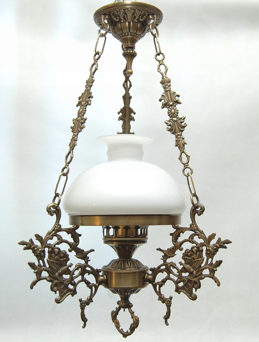 Mosadzný luster, závesná mosadzná lampa