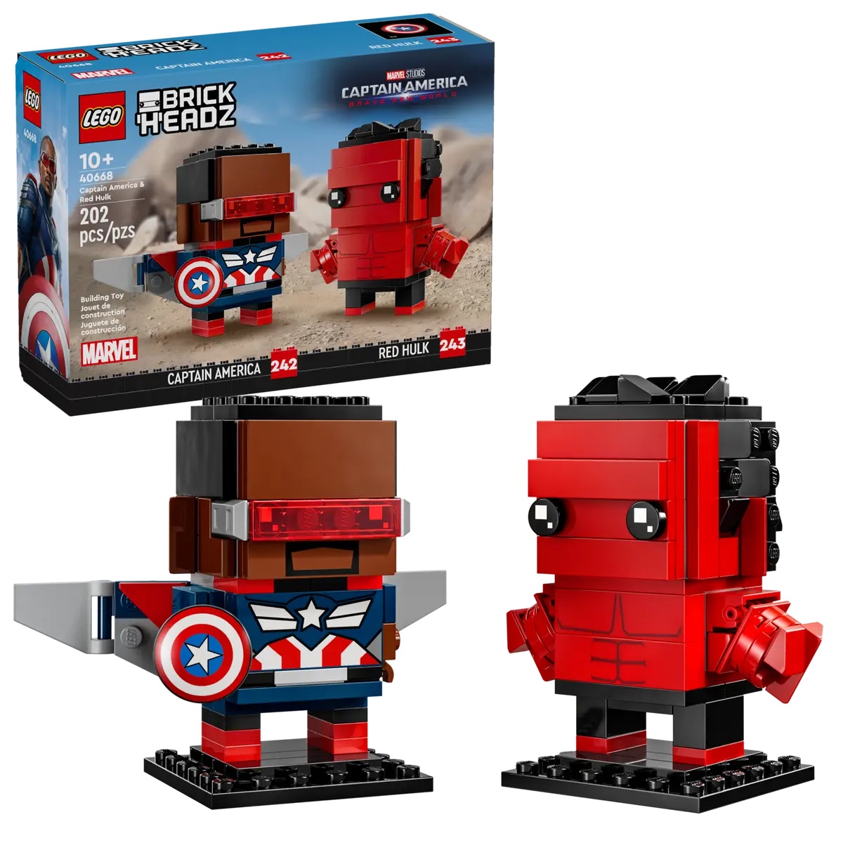 Lego BrickHeadz 40668 Figurky Kapitána Ameriky a Červeného Hulka