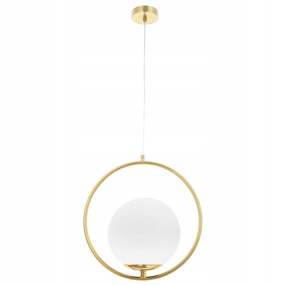 Lampa G109 złota sufitowa szklana mleczna kula