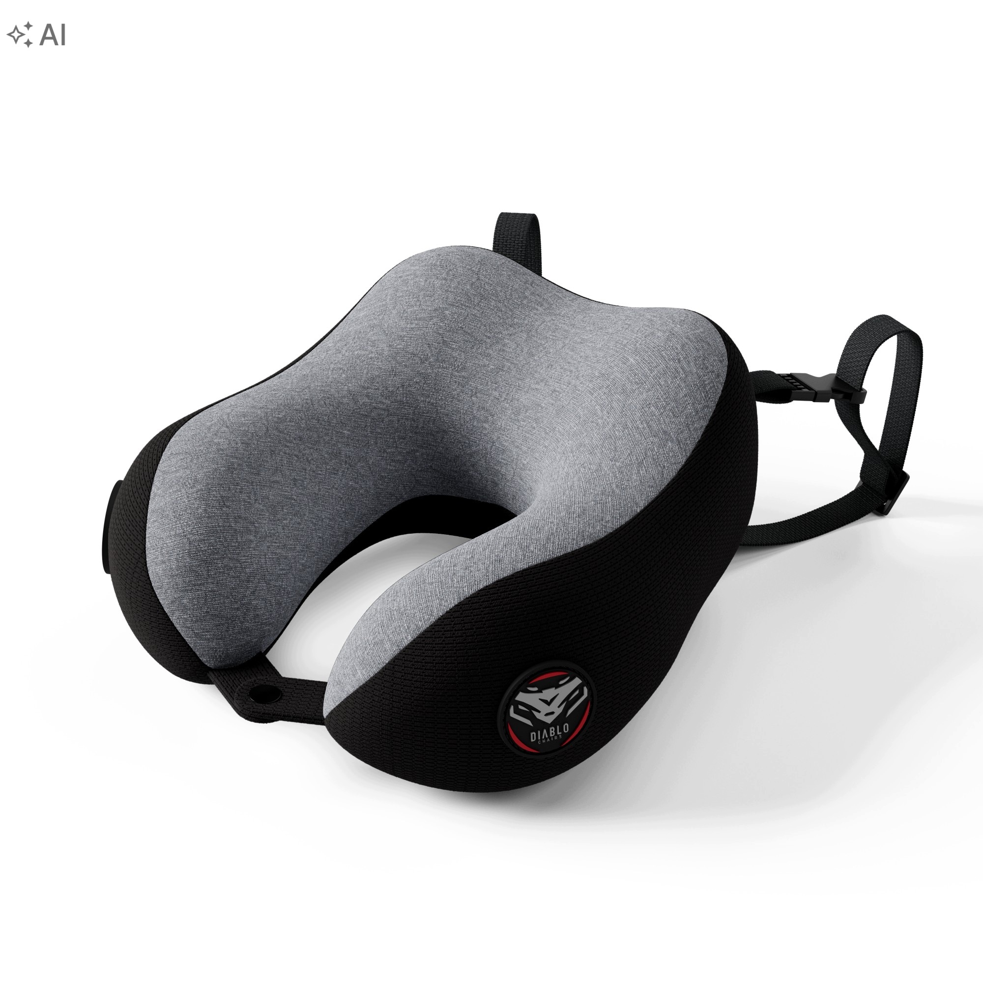 Poduszka Podróżna na Szyję do Samolotu Szaro-Czarna Diablo Travel Pillow