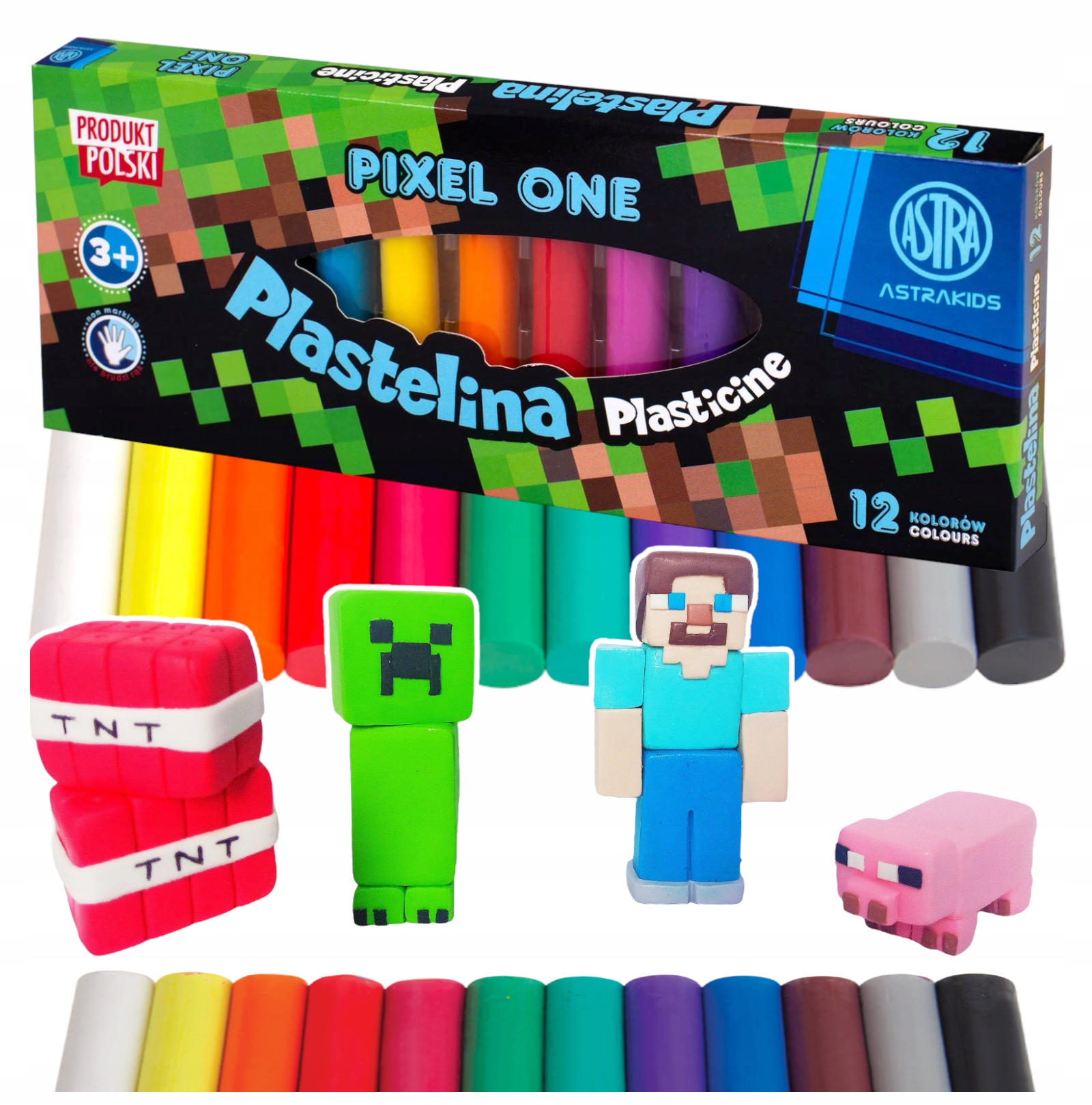 Plastelina szkolna 12 kolorów PIXEL Astra JAKOŚĆ