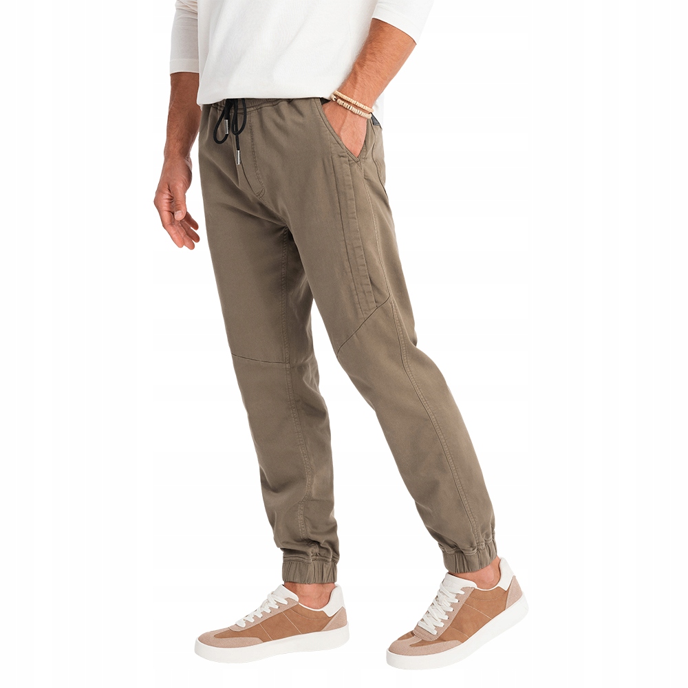 Pánské teplákové kalhoty jogger tmavě hnědé V2 OM-PAJO-0202 XL