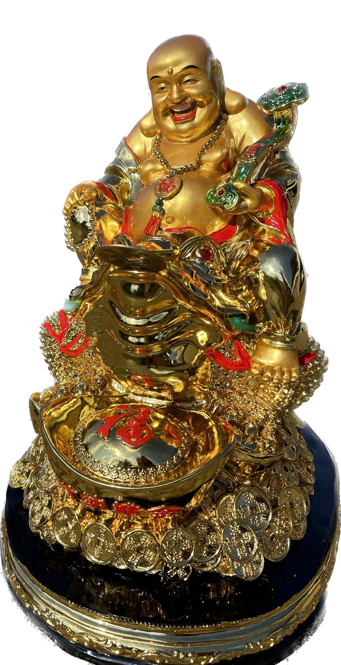 Figura Śmiejący Budda z Żaba szczęścia 60x50x50cm