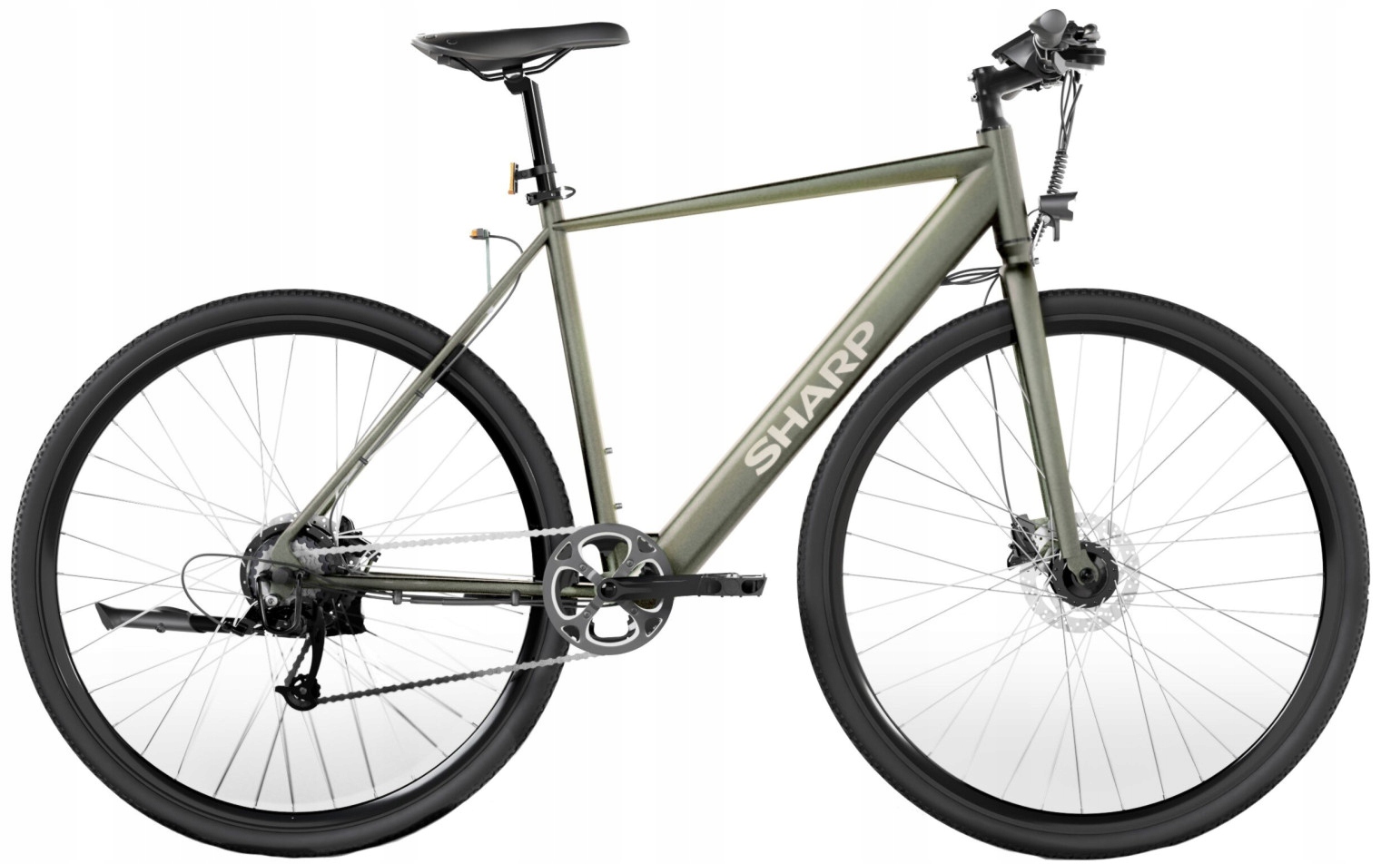 Rower elektryczny Sharp BK-GS03-EG 250W 85km Zasięgu Bluetooth Oliwkowy