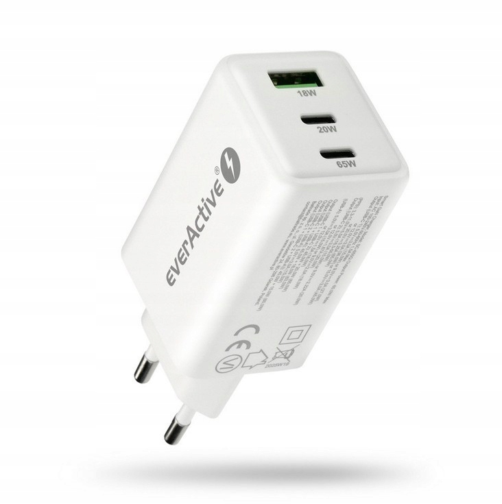 Everactive Síťová nabíječka Gan Qc 4+ 65W 1XUSB 2XUSB-C bílá SC-655Q
