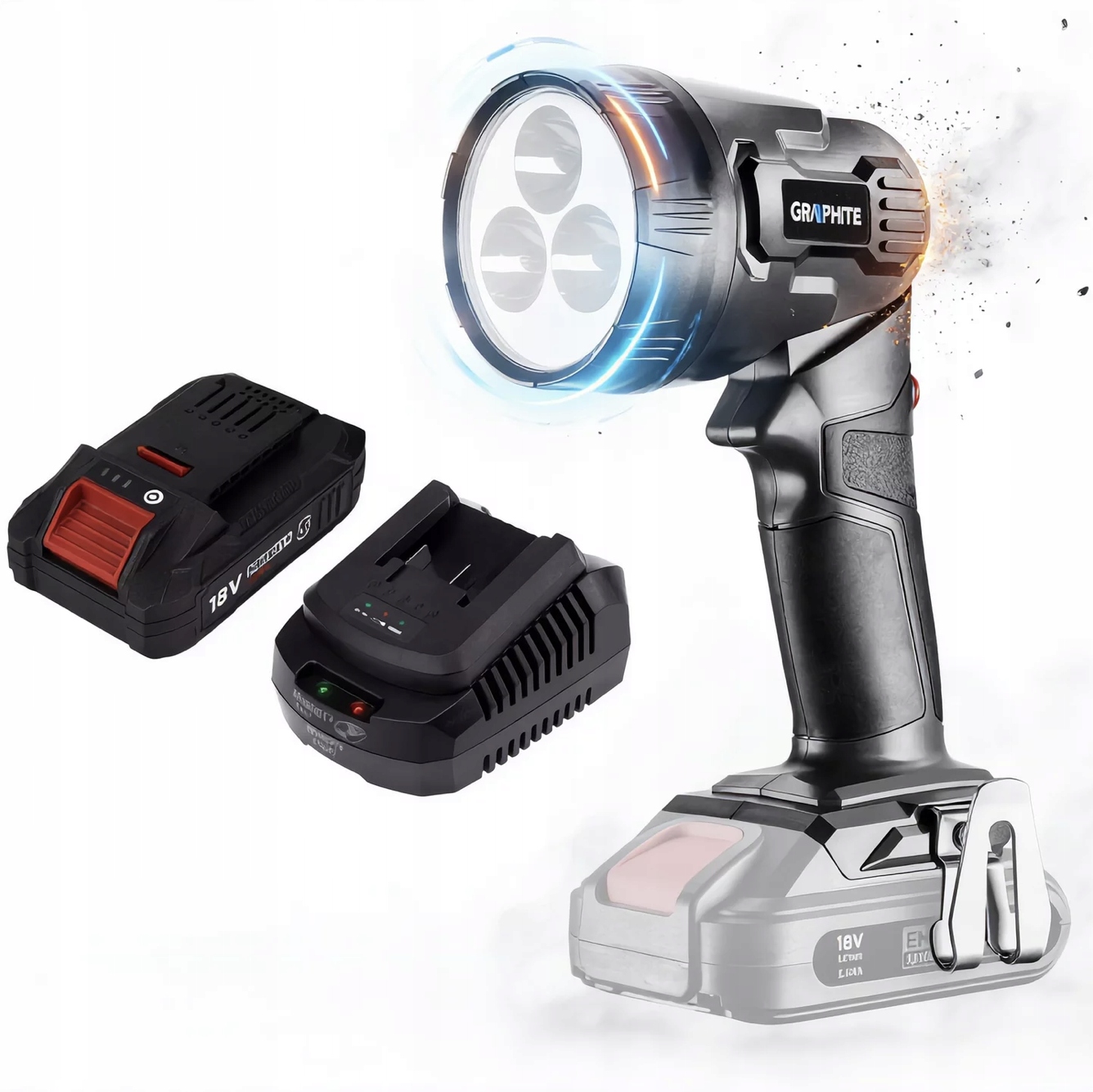 Graphite Lampa Energy+ 18V 58G007 Akumulátor 4AH Napájecí Zdroj Sada