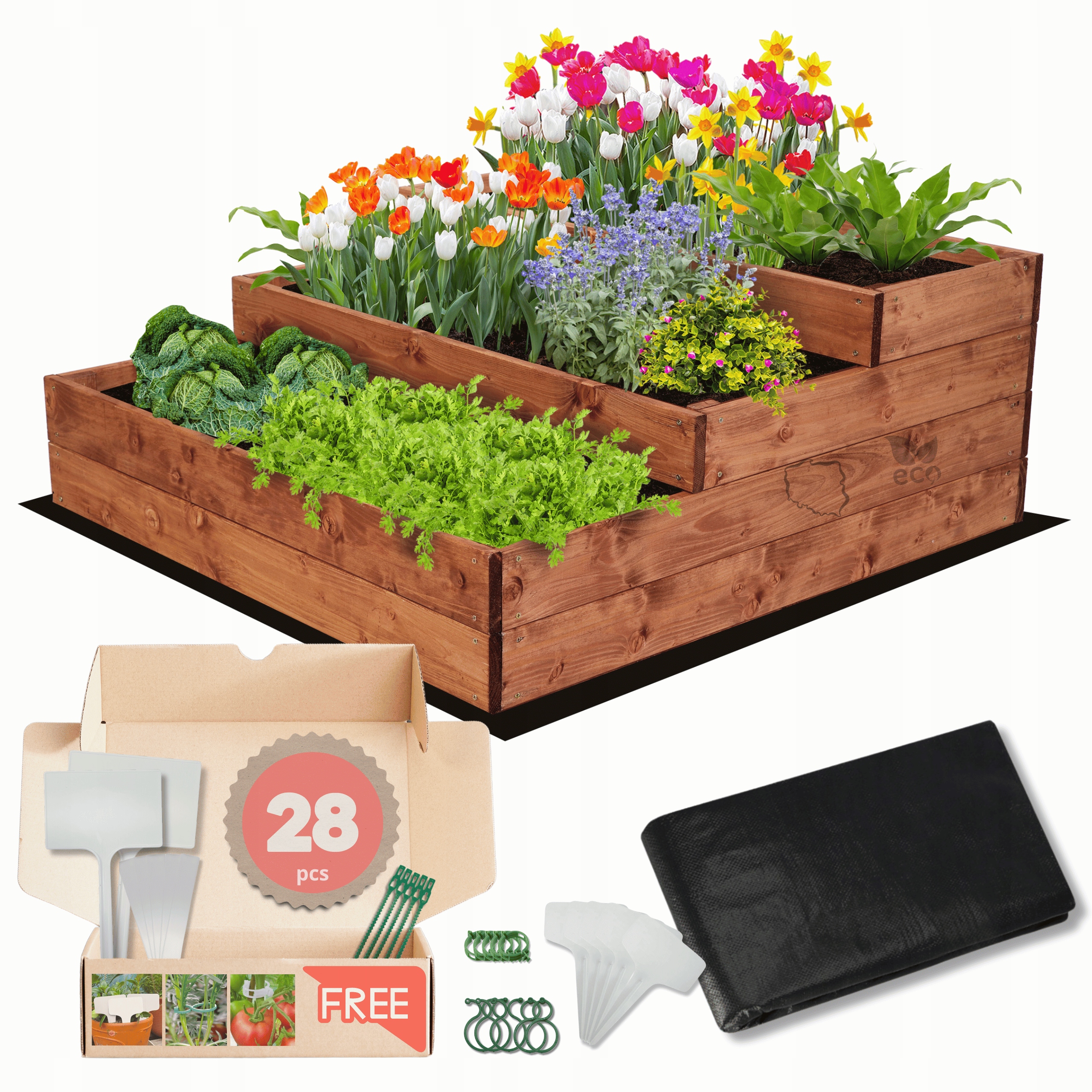 Zeleninový Záhon dřevěná truhla květináč kaskádový záhon impregnace 36x90x90