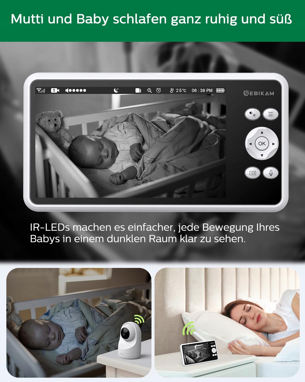 SEBIKAM Niania Elektroniczna 2 Kamery 5" 720P HD Ekran IPS — miniatura 4