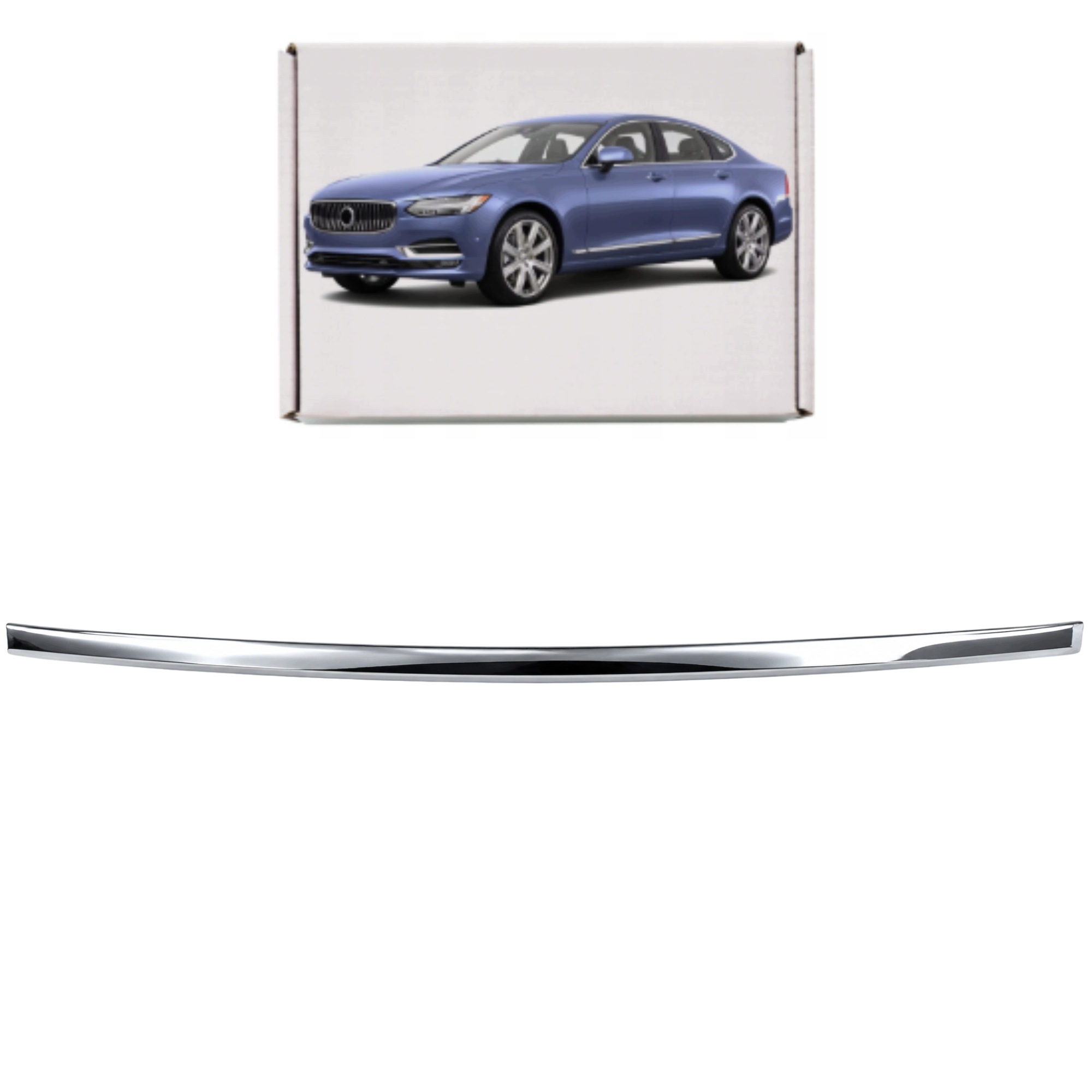 Volvo V90 S90 II Lift LCI 20 – Středová Nárazníková Lišta, Chromovaná Náhrada