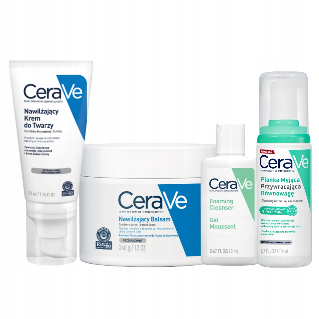 CeraVe Zestaw Nawilżający Krem do Twarzy 52ml Balsam Skóra Bardzo Sucha 340