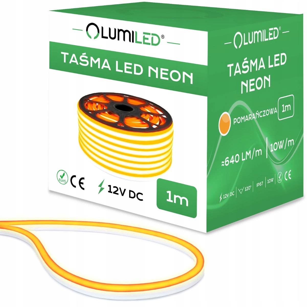 

Taśma Led Neon 12V Wodoodporna Pomarańczowa 1m