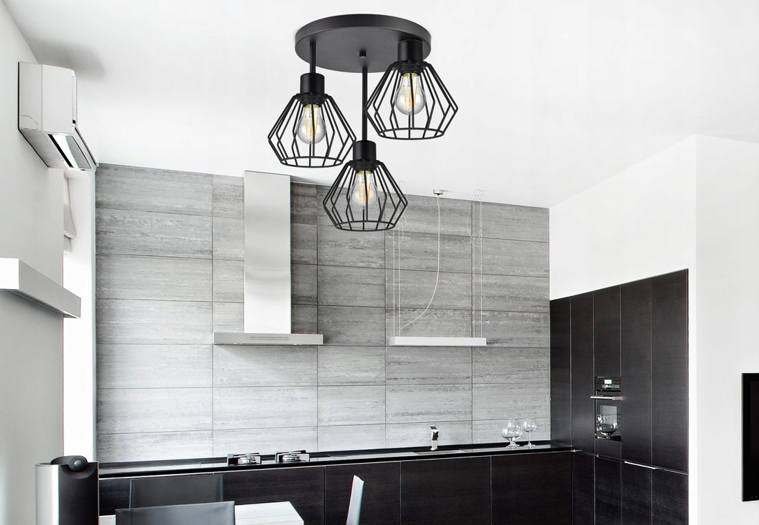 LAMPA WISZĄCA SUFITOWA ŻYRANDOL BRYLANT LOFT DRUT Kolor czarny