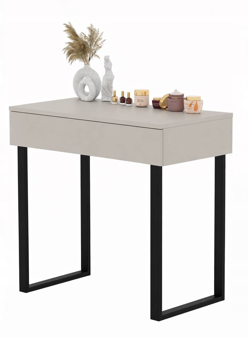 Toaletná Konzola Lena Kašmír 75 CM Čierne Nohy Z Kovu