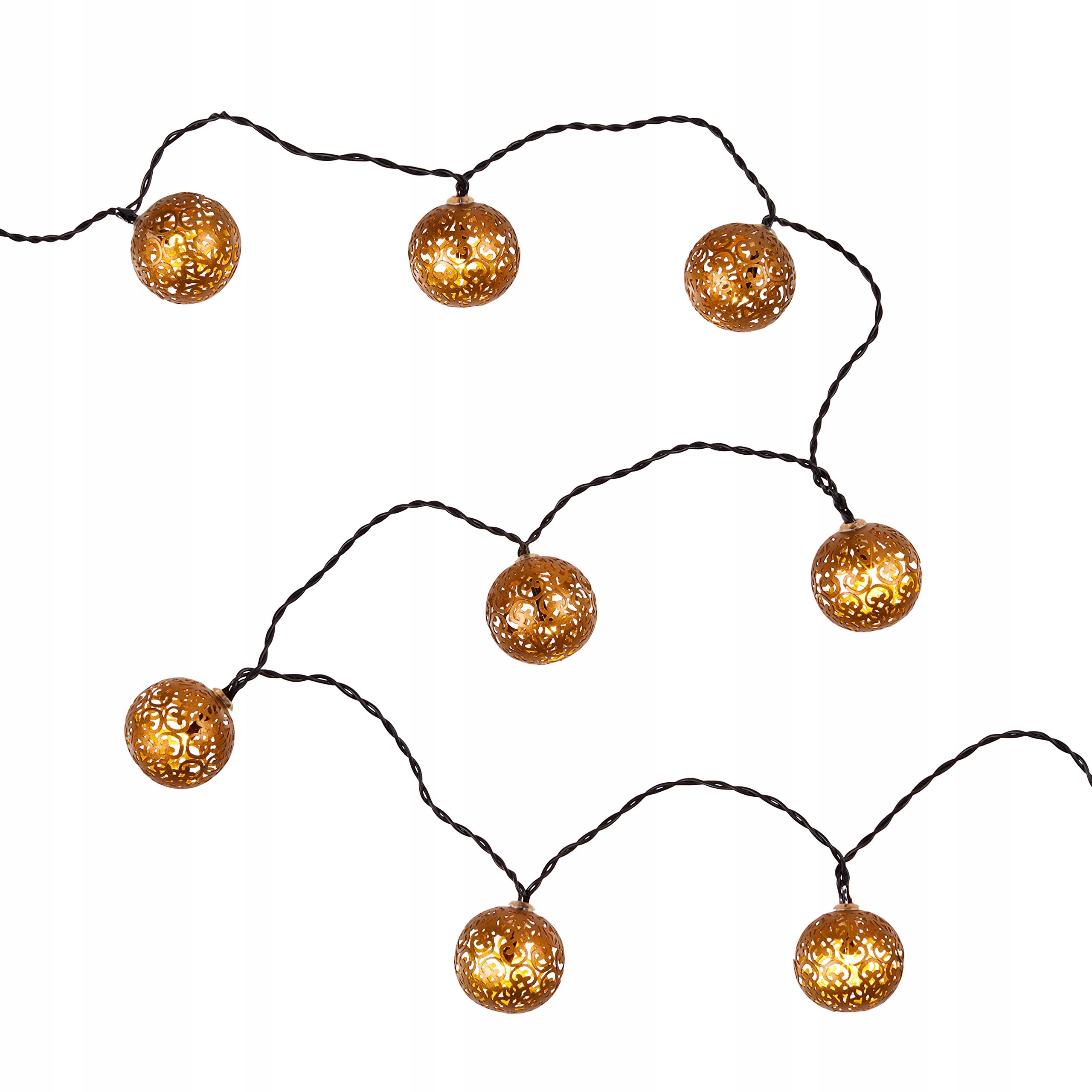 LIGHTS4FUN 16 LED Solar Moroccan Ball Lights Bronze Garden Balcony — miniatura 2