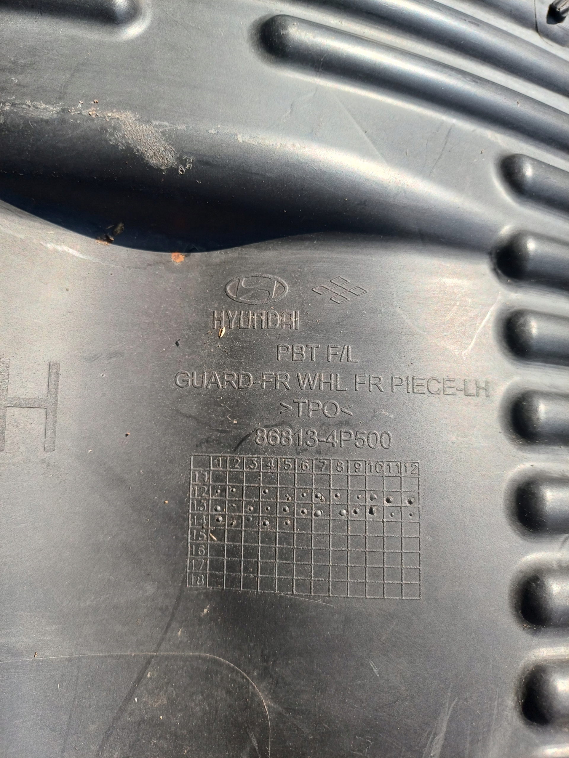 mudguard left front front HYUNDAI I20 LIFT 86813-4P500