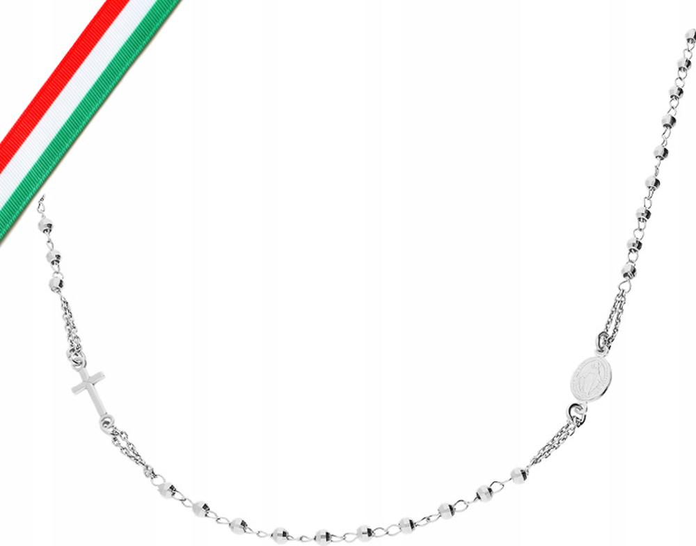 Stříbrný dámský náhrdelník 925, krásný růženec s korálky, kuličky, přívěsek