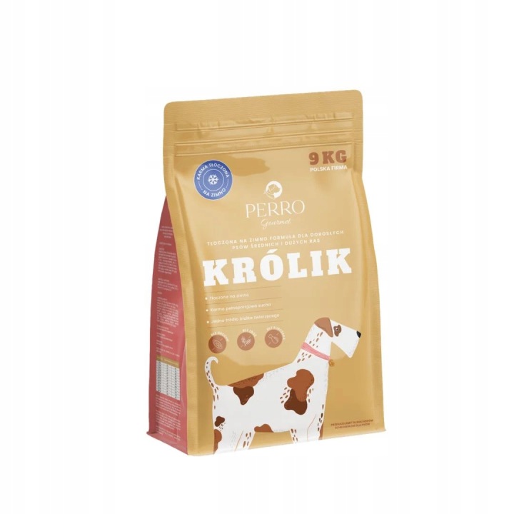Perro Królik 9kg Karma dla Psa Tłoczona na Zimno Bezzbożowa M/L