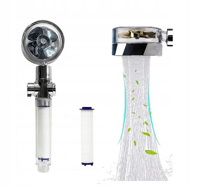 SŁUCHAWKA PRYSZNICOWA Z TURBINĄ WENTYLATOREM 360