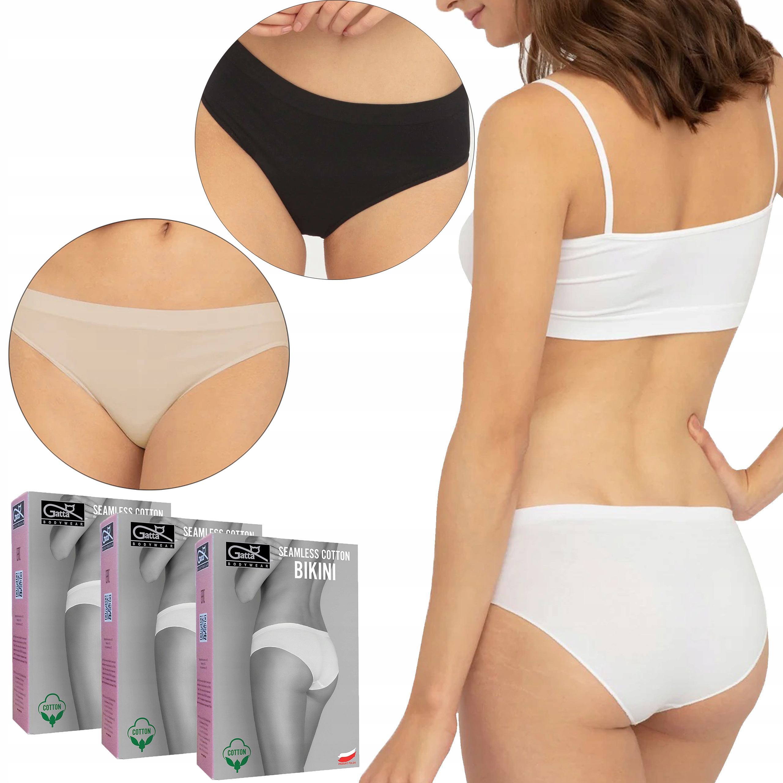 

Majtki bawełna Gatta Bikini Seamless, 3-PAK, L