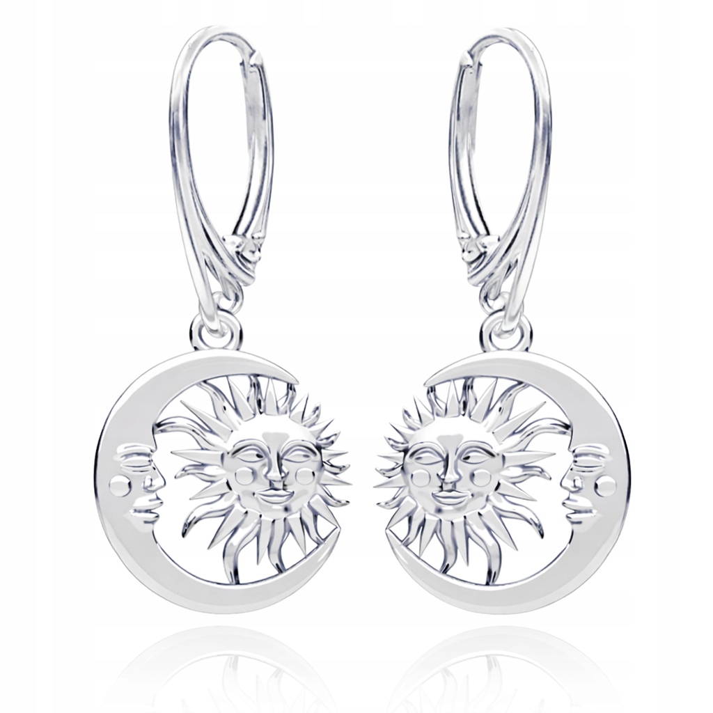 Sluneční Měsíc Měsíce Stříbrné náušnice na anglickém biglu stříbro 925