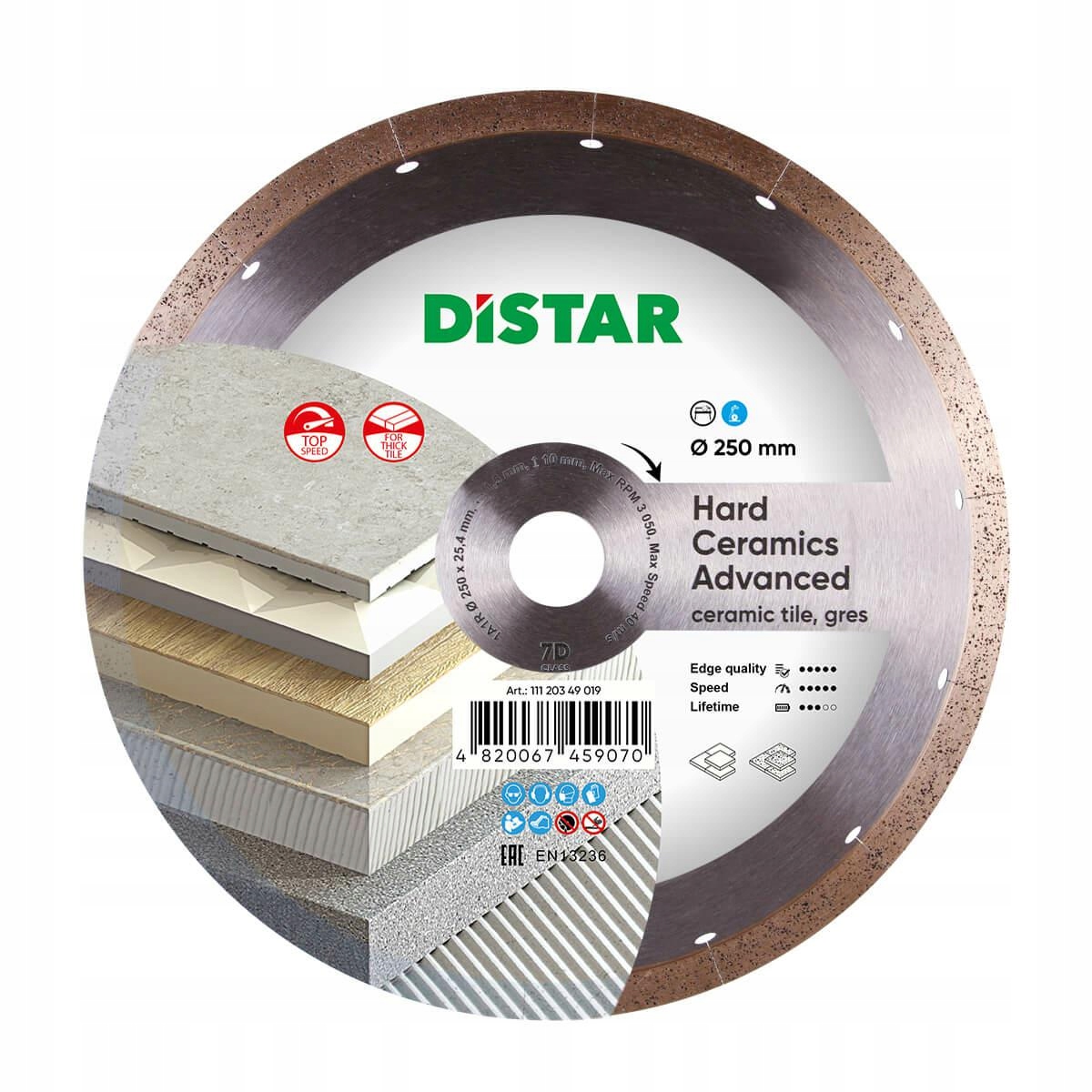 Distar Diamantový Kotouč Hard Ceramics Advanced 250 x 1,5 x 10 x 25,4