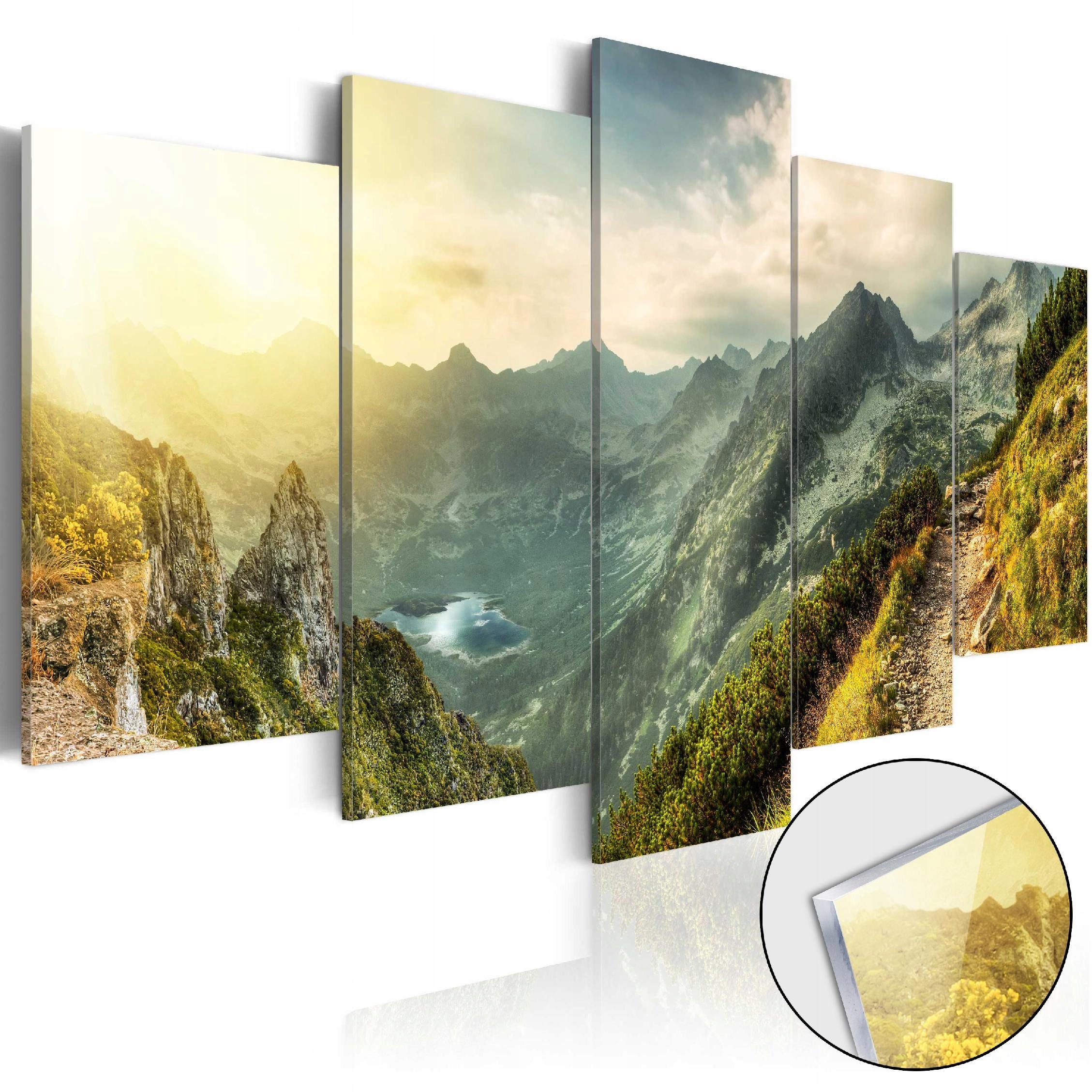 Obraz Na Skle 5 Dílů Triptych Hory Krajina Do Koupelny Obývacího Pokoje XXL 200x100