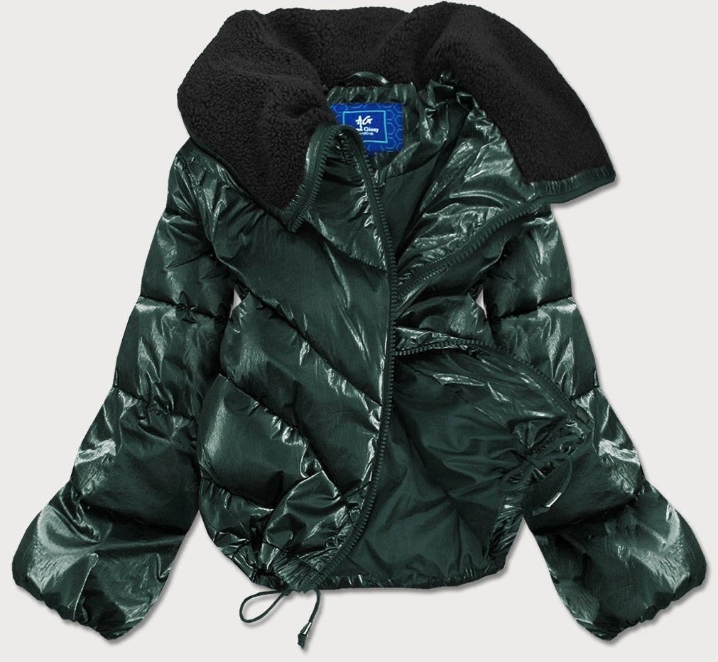 Krátká Oversize Bunda J9-016 Zelená L (40)
