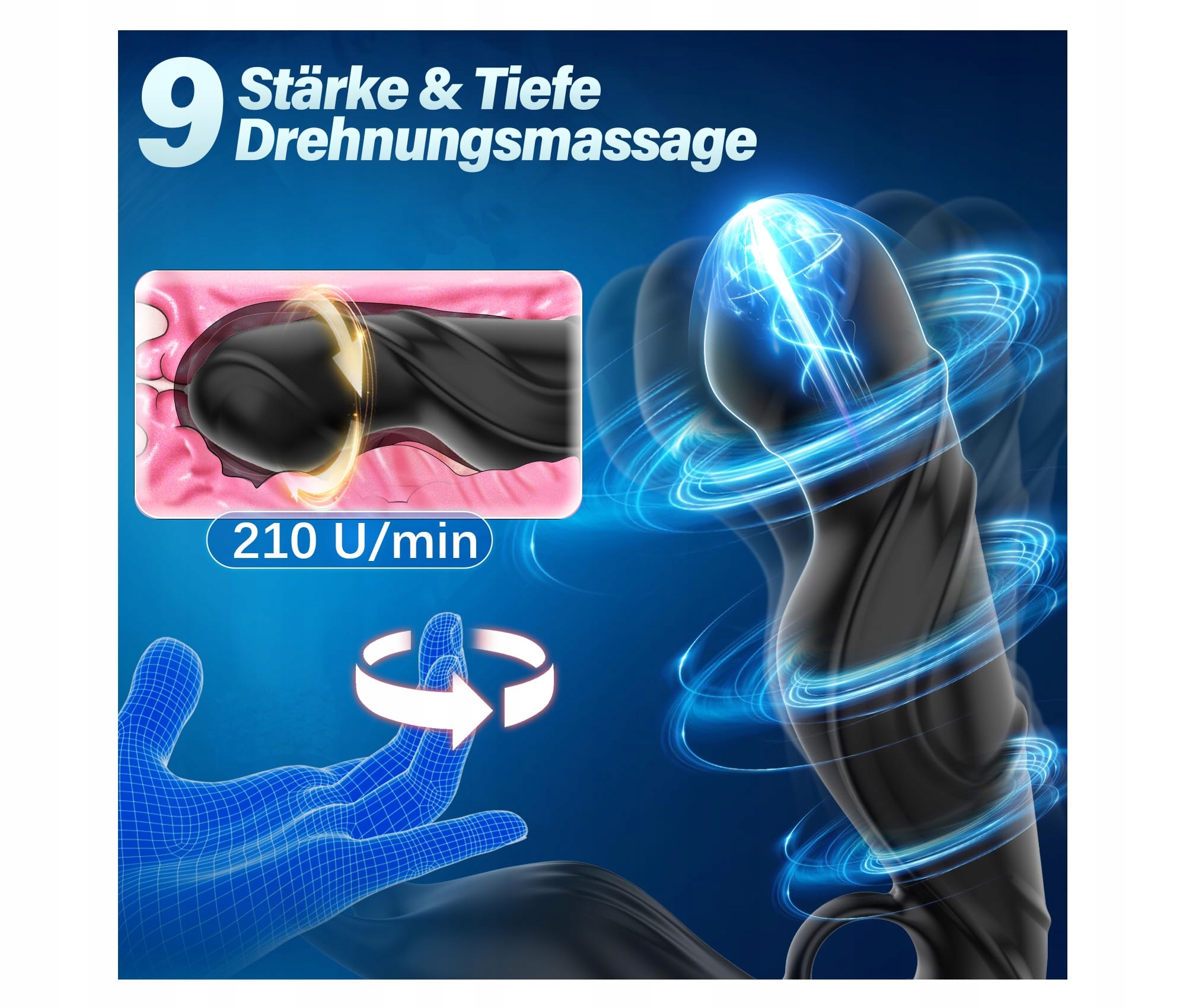 TAGNAFF Wibrator Analny dla Mężczyzn: Prostata 360° Masaż, 9 Trybów — miniatura 3