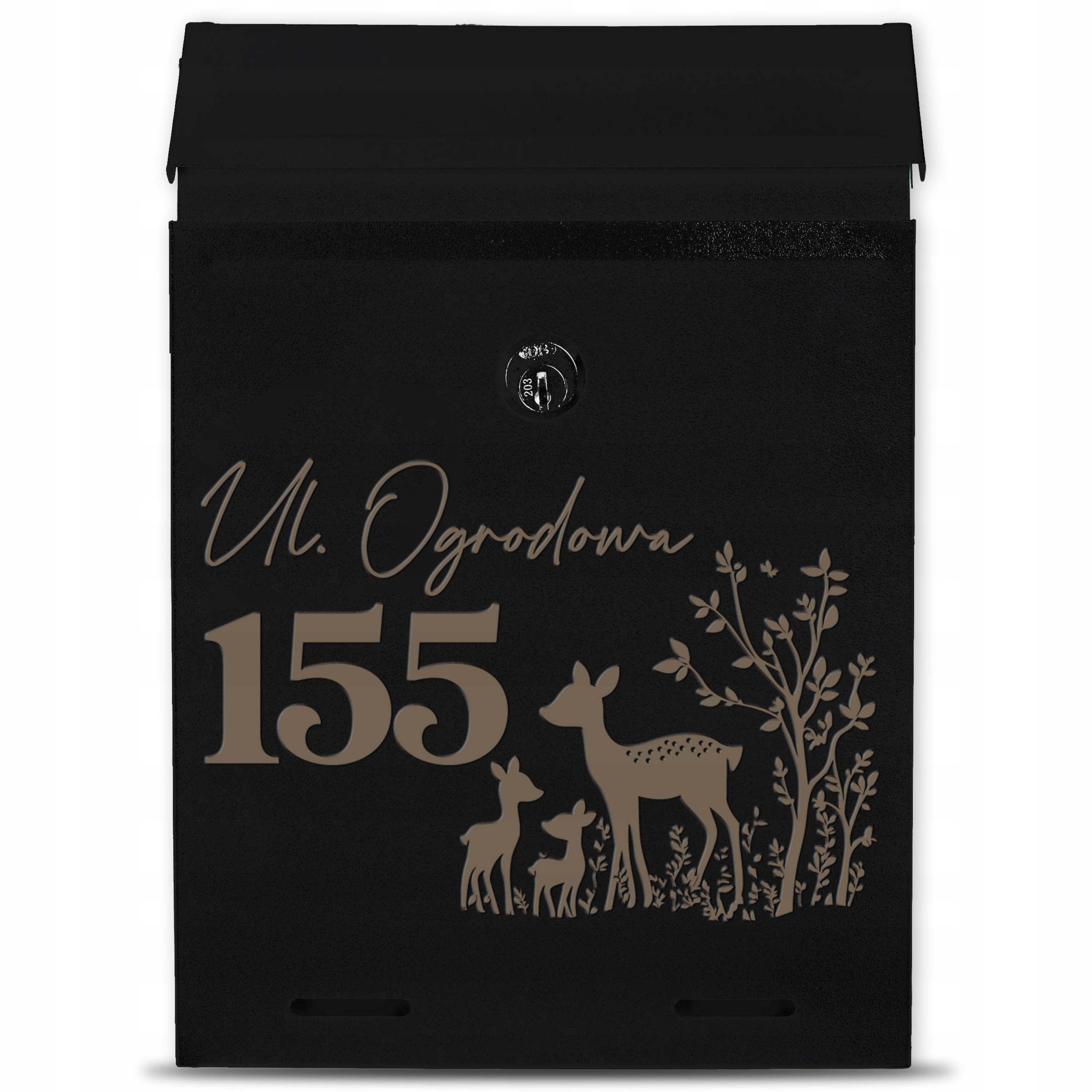 Poštovní Schránka Na Dopisy Černá Personalizovaná Kov C5 Gravírování Adresa