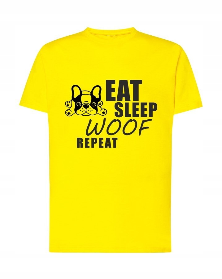 

Koszulka męska Eat Sleep Woof Repeat, żółta XL