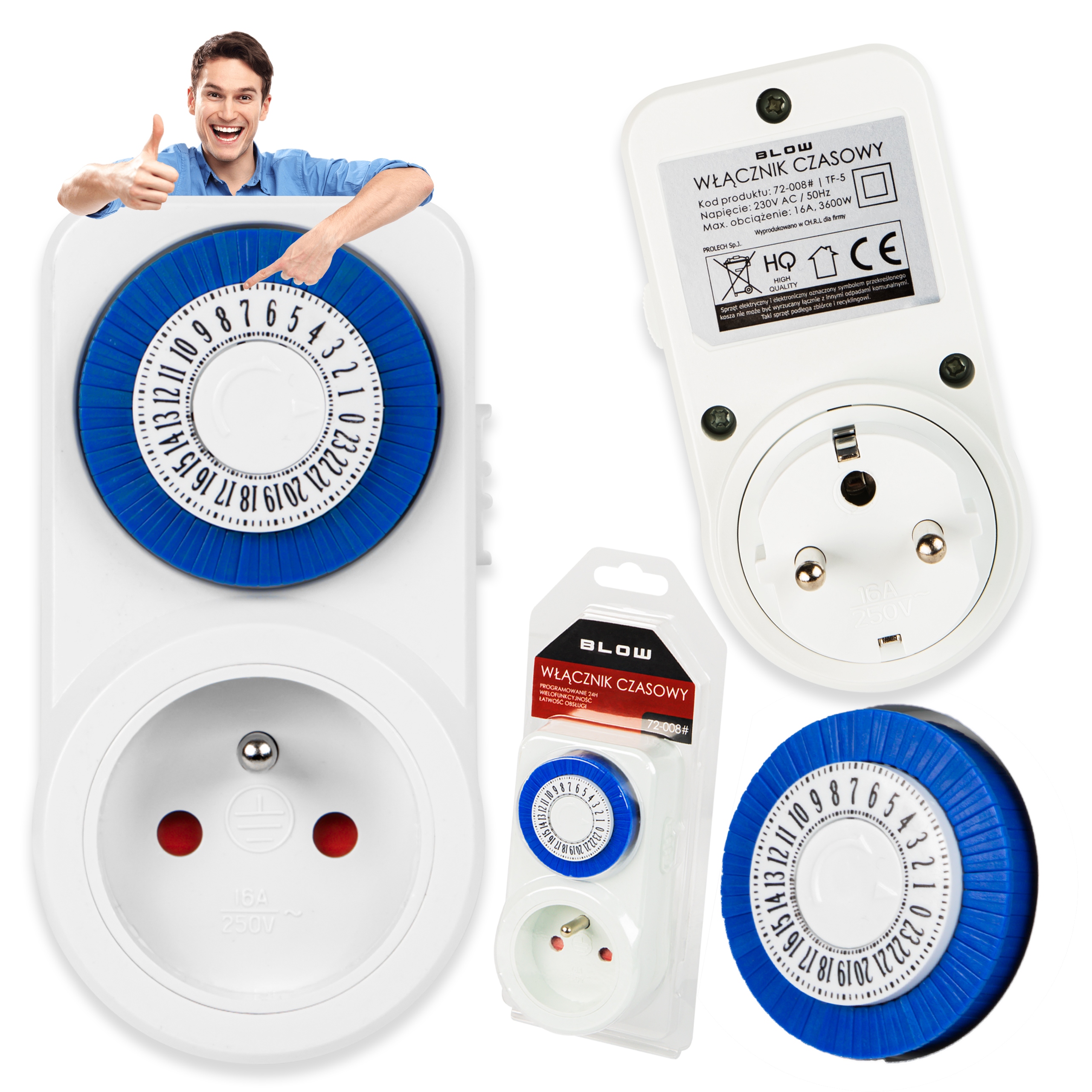 PROGRAMATOR CZASOWY BLOW TIMER WŁĄCZNIK WYŁĄCZNIK CZASOWY ANALOGOWY 3600W
