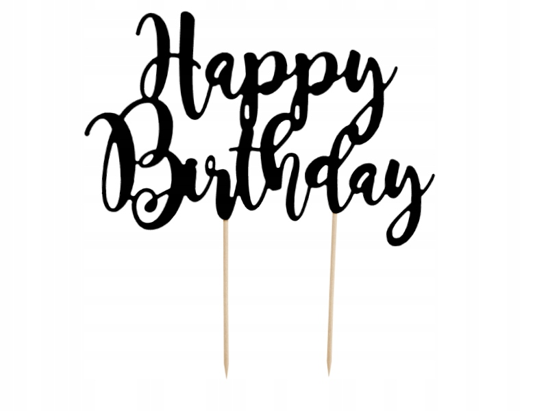 

Topper na Tort Happy Birthday czarny Toper 22,5 cm