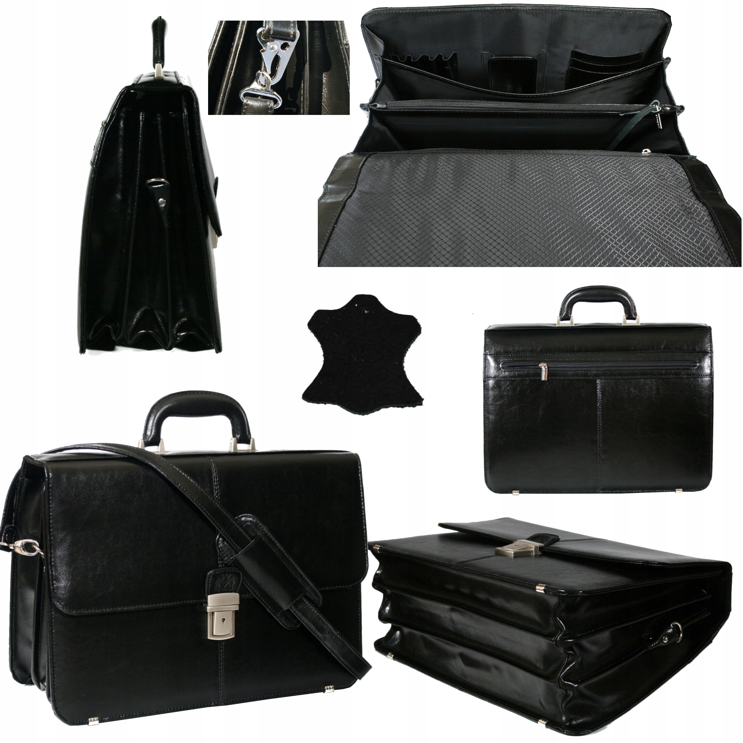 Kožená aktovka na notebook 15 pánská černá polská výroba A4