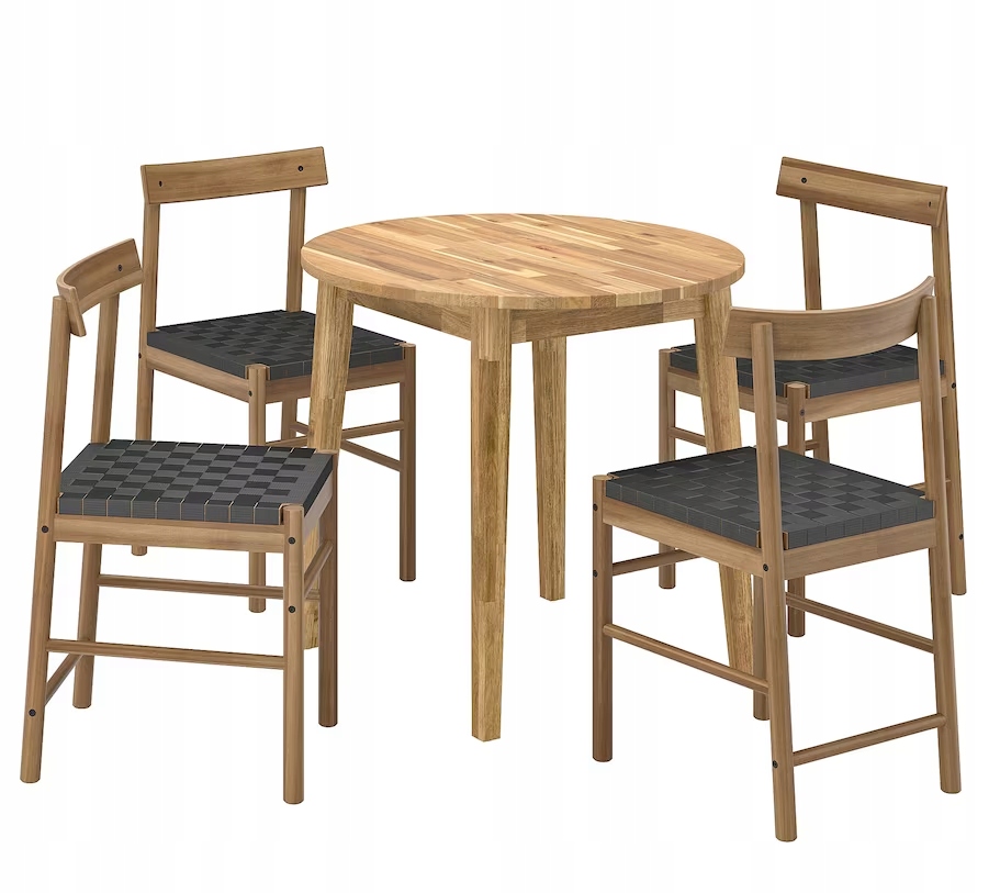 IKEA NACKANAS Stół i 4 krzesła akacja 80 cm