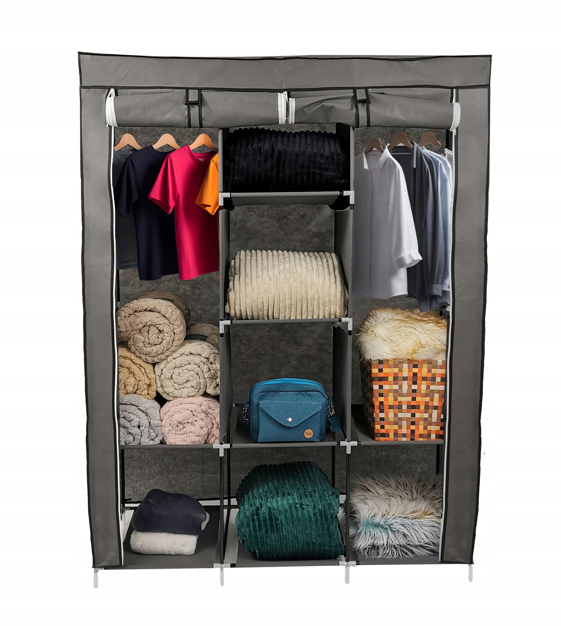 DUŻA POJEMNA SZAFA XXL TEKSTYLNA GARDEROBA REGAŁ SKŁADANA PRZENOŚNA ST1000