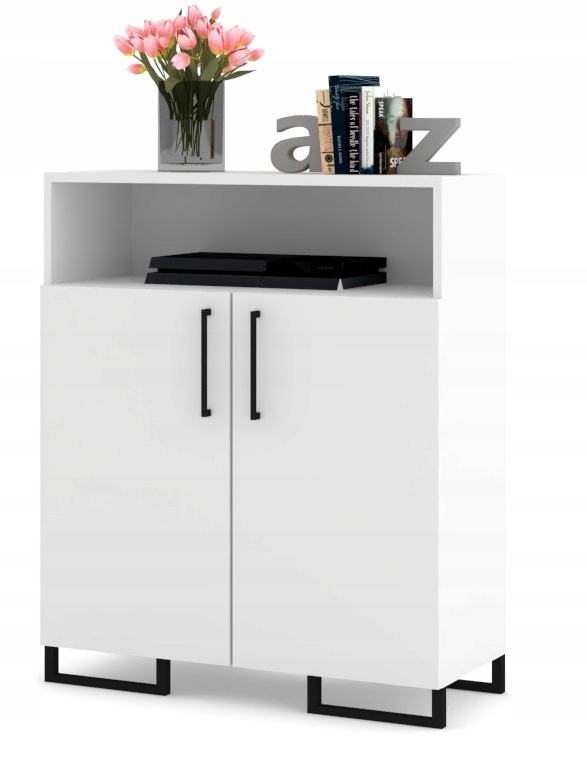 

Duża Komoda Szafka Rtv Luna 2D Biała Matowa