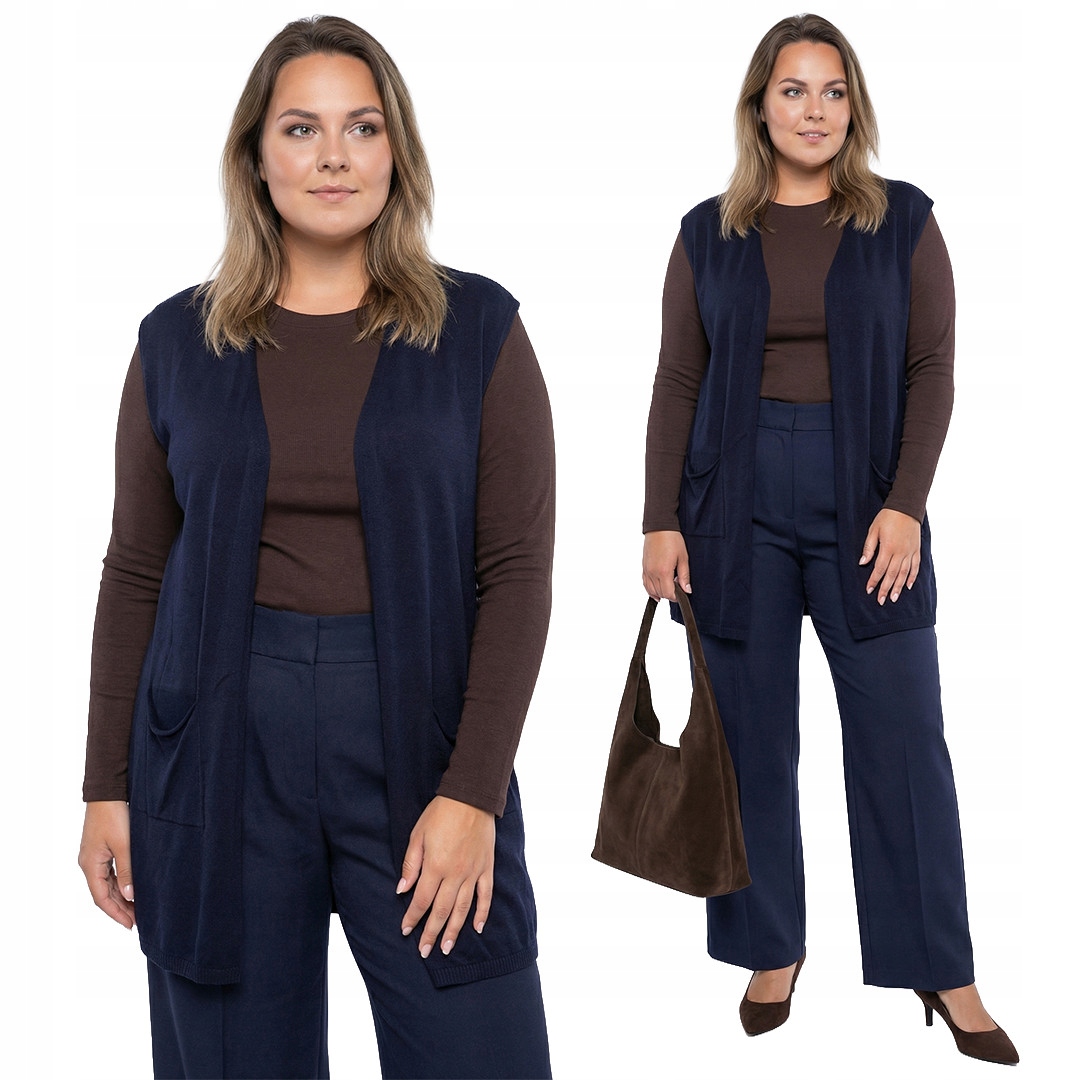 Tmavě modrá vesta s kapsami plus size velikost 50/52/54