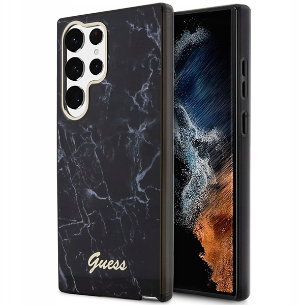 Pouzdro Guess pro GUHCS23LPCUMAK S23 Ultra S918 černé/black hardcase Marble