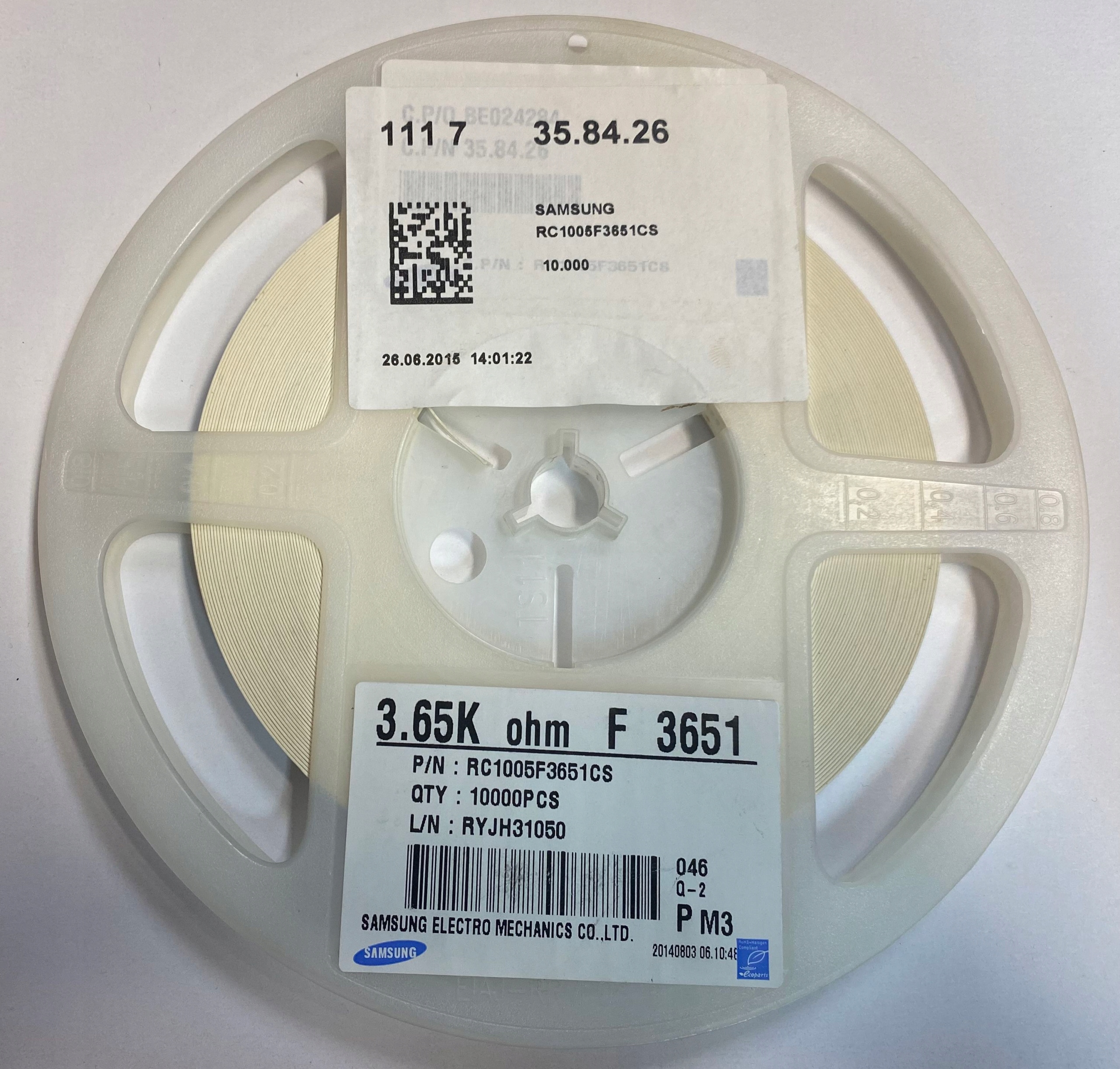 

Rezystor Smd 3,65K 3K65 1% 0402 Samsung 100szt