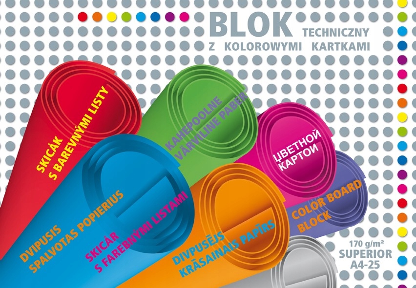 

Blok techniczny A4 25k Superior kolorowy Kreska